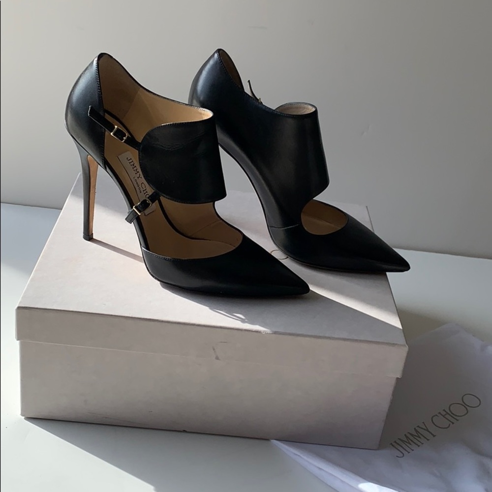 Authentic Jimmy Choo black leather heels